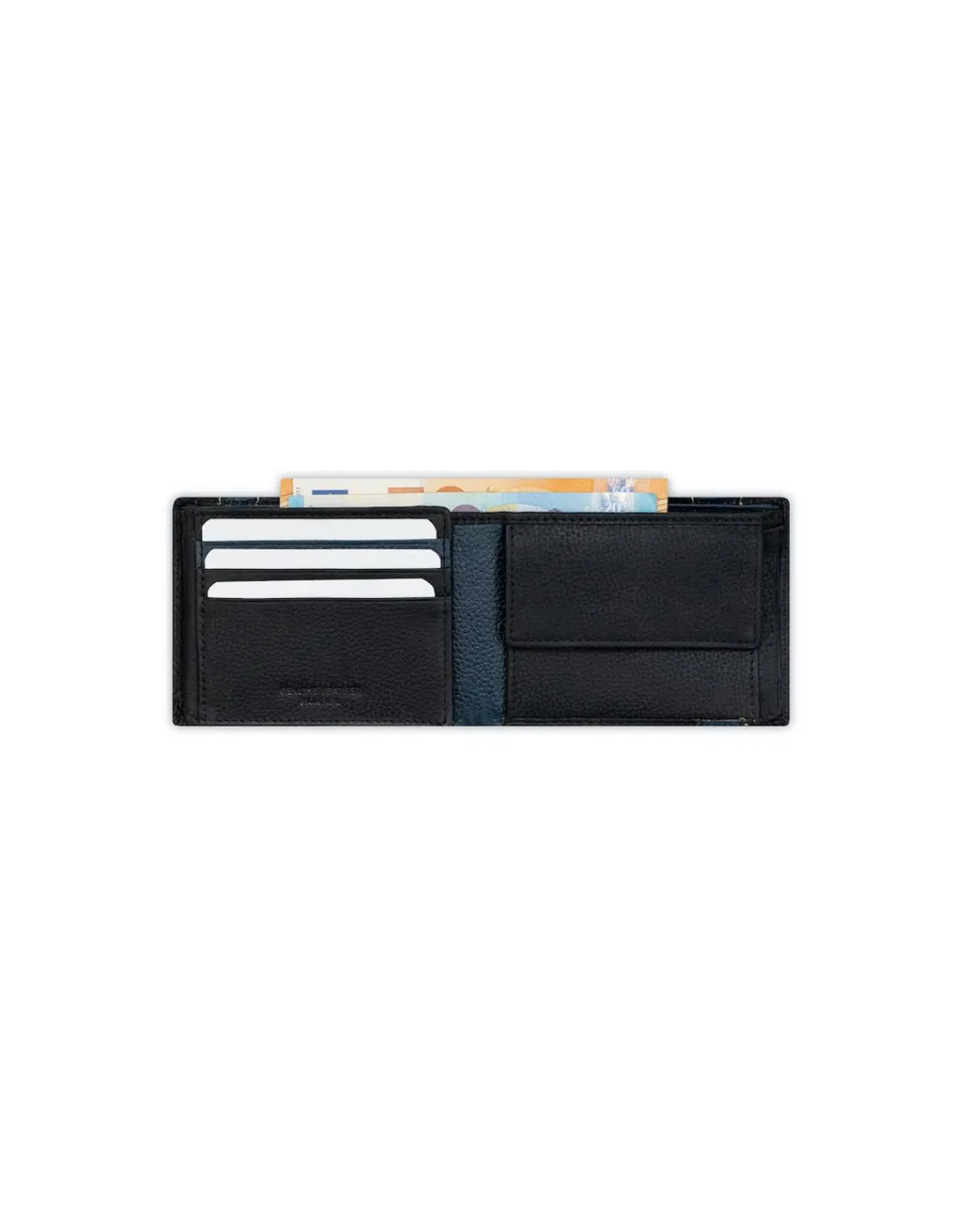 Men'S Leather Wallets^MONPIEL American Billfold With Rubber Coin Purse Black