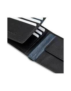 Men'S Leather Wallets^MONPIEL American Billfold With Rubber Coin Purse Black