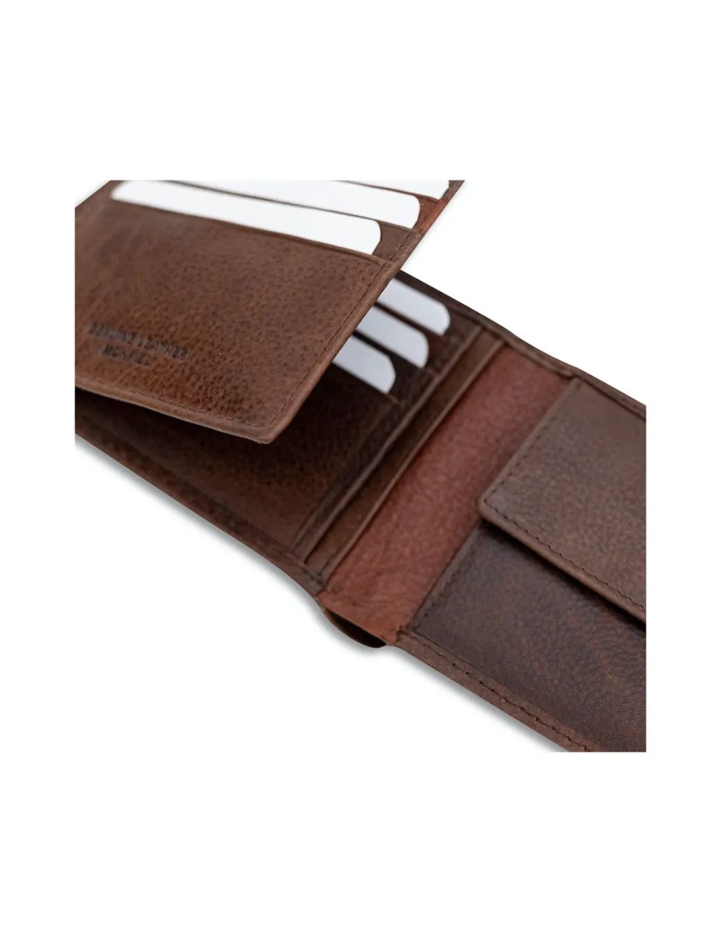 Men'S Leather Wallets^MONPIEL American Billfold With Rubber Coin Purse Brown
