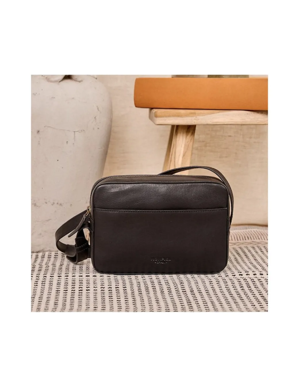 Women'S Leather Bag^MONPIEL Basic Shoulder Bag Black