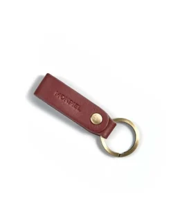 Men'S Leather Keyrings^MONPIEL Bicolor Pocket Keychain Burgundy