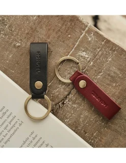 Men'S Leather Keyrings^MONPIEL Bicolor Pocket Keychain Burgundy