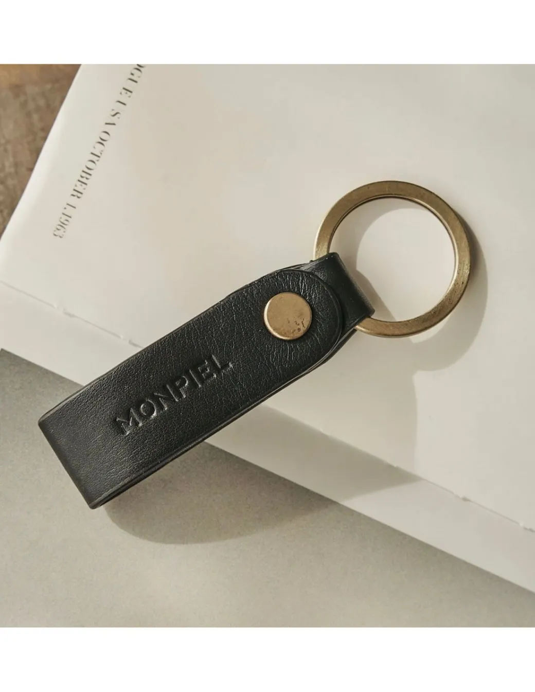 Men'S Leather Keyrings^MONPIEL Bicolor Pocket Keychain Black