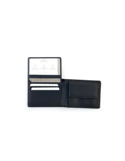 Men'S Leather Wallets^MONPIEL Bifold Leather Wallet With Extra Purse And Card Holder Lago Black