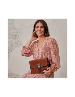 Women'S Leather Bag^MONPIEL Buckle Satchel Bag Tan Suede