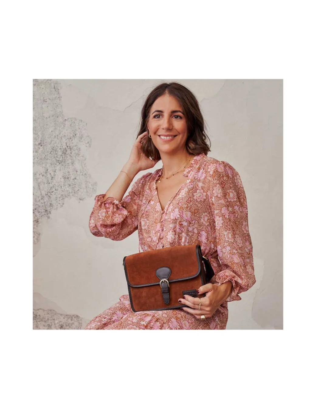 Women'S Leather Bag^MONPIEL Buckle Satchel Bag Tan Suede