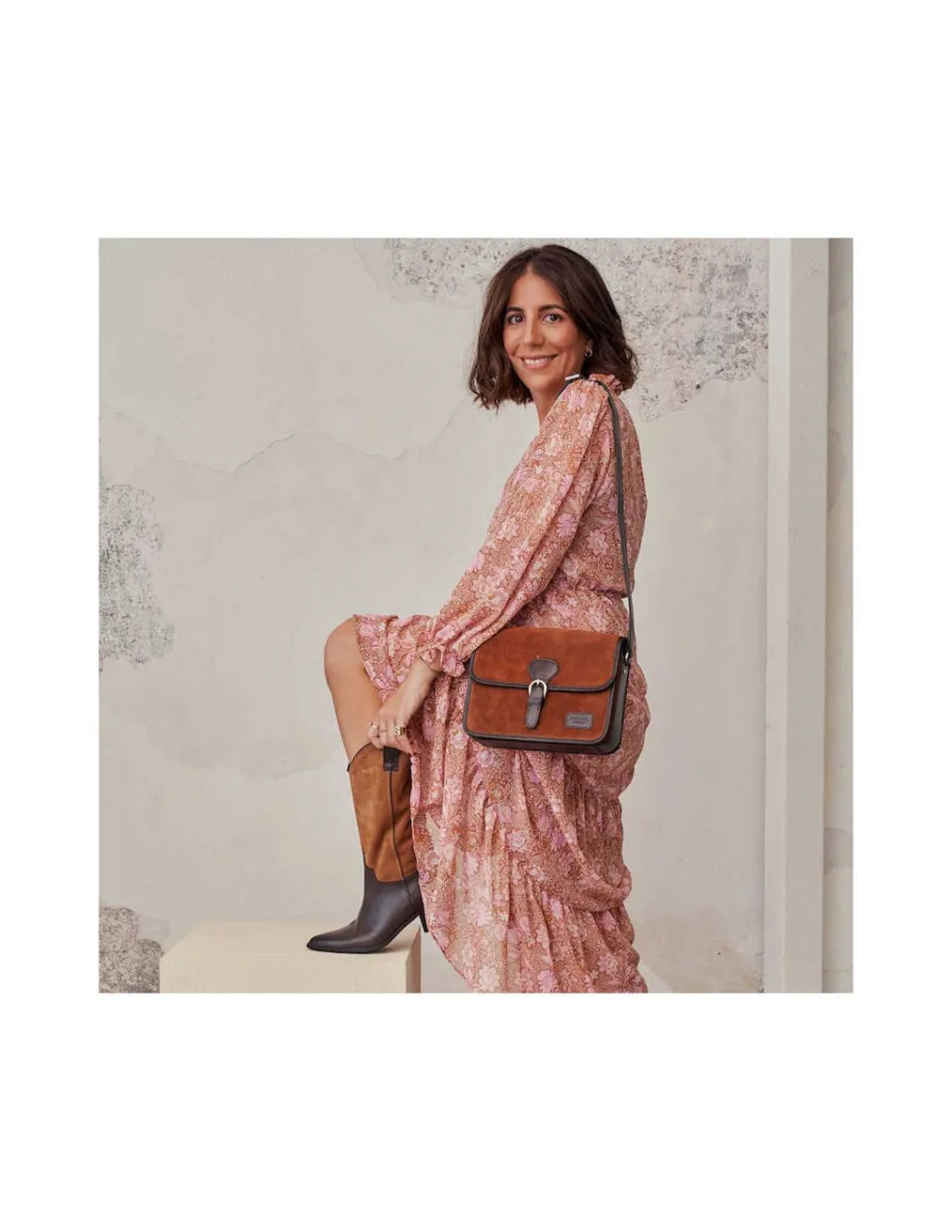Women'S Leather Bag^MONPIEL Buckle Satchel Bag Tan Suede