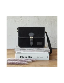 Women'S Leather Bag^MONPIEL Buckle Satchel Bag Black Suede