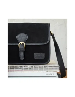 Women'S Leather Bag^MONPIEL Buckle Satchel Bag Black Suede