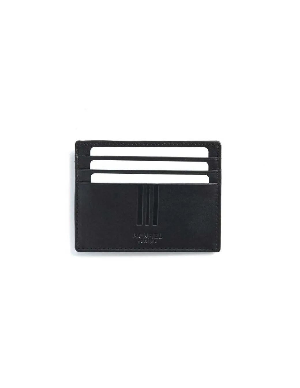 Leather Card Holders^MONPIEL Card Holder With Back Coin Pocket Mountain Black