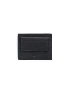 Leather Card Holders^MONPIEL Card Holder With Back Coin Pocket Mountain Black
