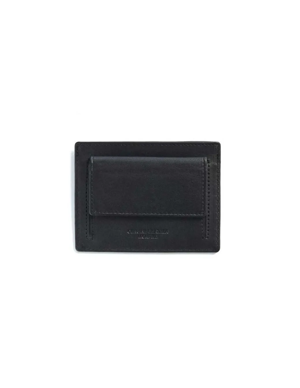 Leather Card Holders^MONPIEL Card Holder With Back Coin Pocket Mountain Black