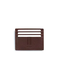 Leather Card Holders^MONPIEL Card Holder With Back Coin Pocket Mountain Brown