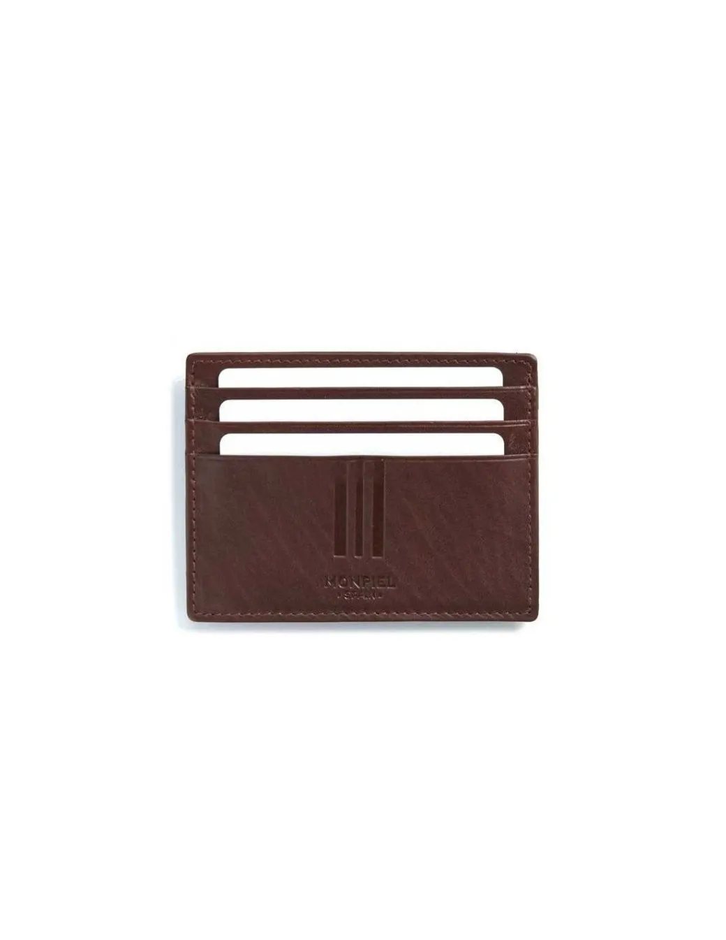 Leather Card Holders^MONPIEL Card Holder With Back Coin Pocket Mountain Brown