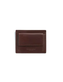 Leather Card Holders^MONPIEL Card Holder With Back Coin Pocket Mountain Brown