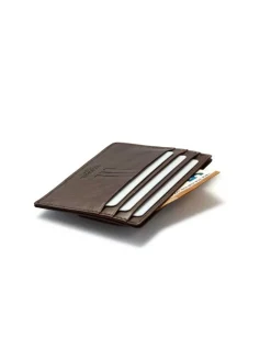 Leather Card Holders^MONPIEL Card Holder With Back Coin Pocket Mountain Brown