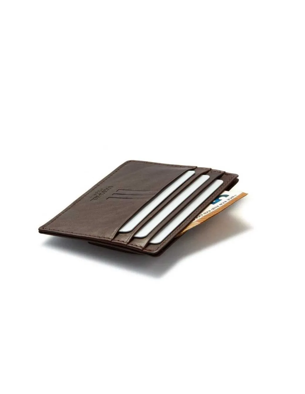 Leather Card Holders^MONPIEL Card Holder With Back Coin Pocket Mountain Brown