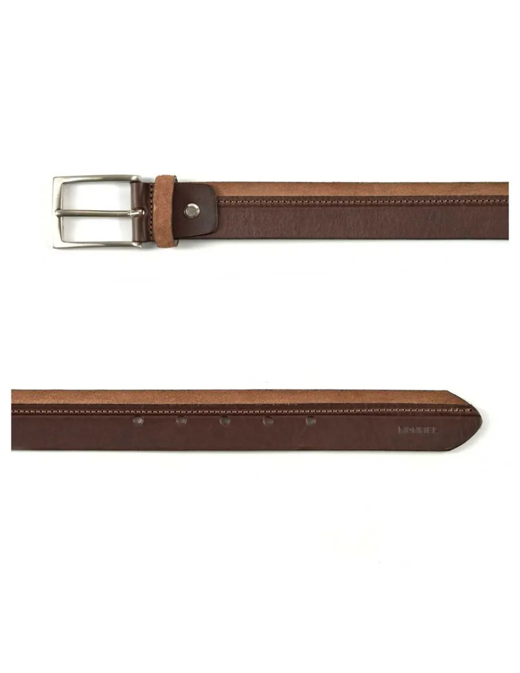 Men'S Leather Belts^MONPIEL Cowhide And Suede Leather Belt Havana