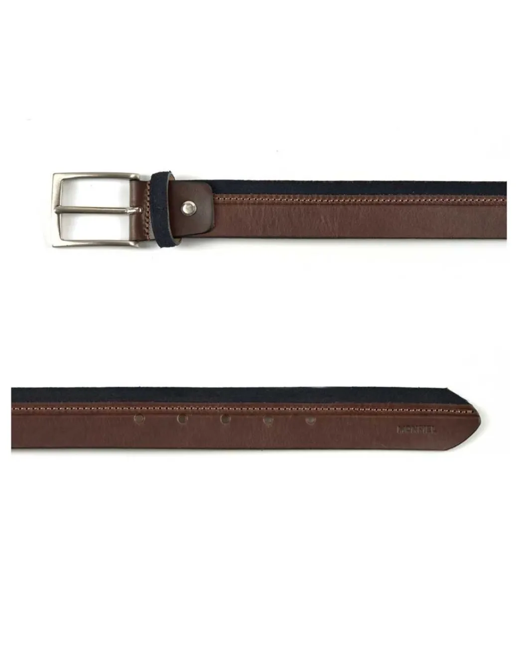 Men'S Leather Belts^MONPIEL Cowhide And Suede Leather Belt Navy