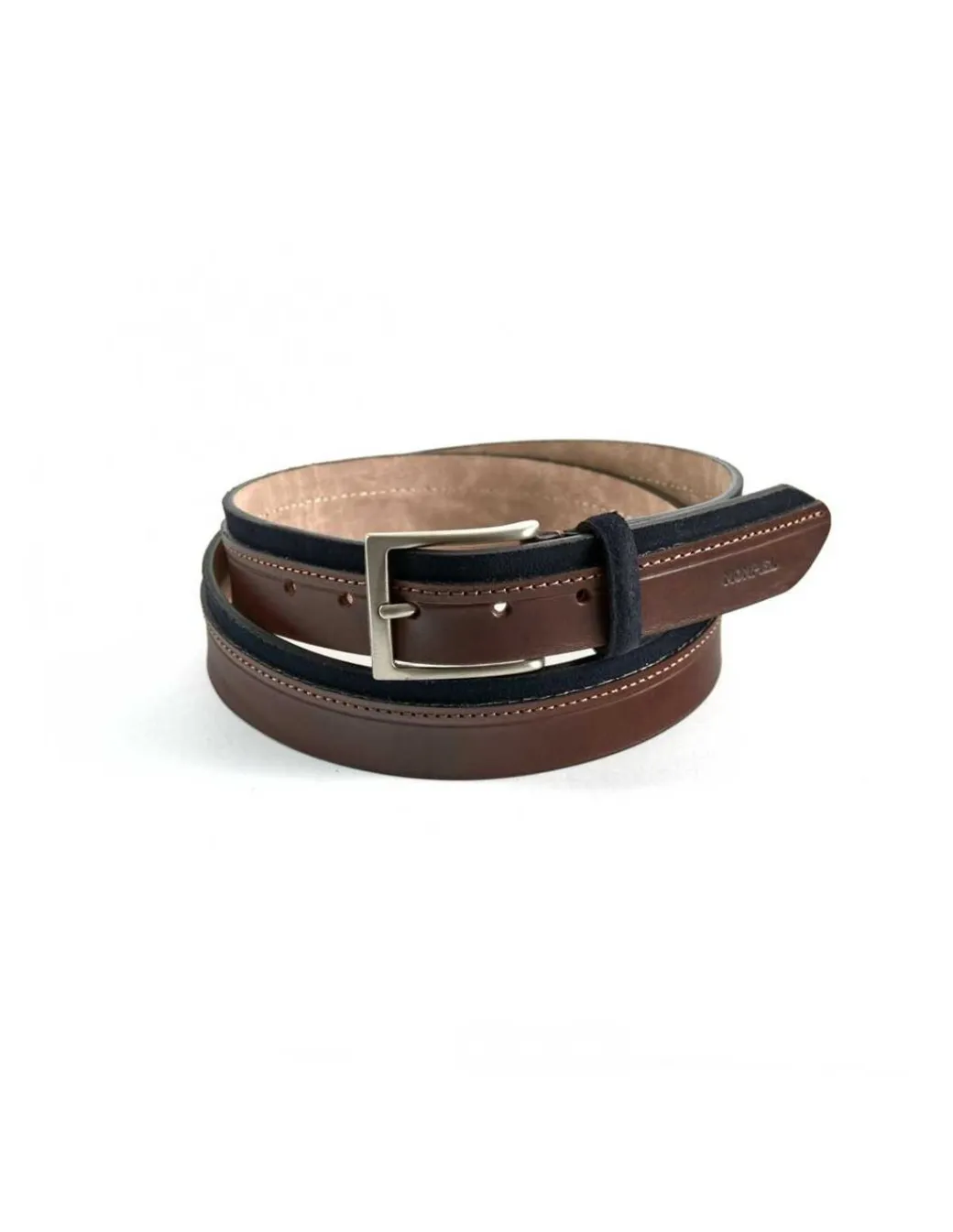 Men'S Leather Belts^MONPIEL Cowhide And Suede Leather Belt Navy