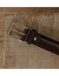 Men'S Leather Belts^MONPIEL Cowhide And Suede Leather Belt Navy