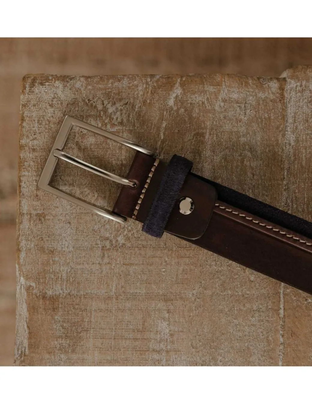 Men'S Leather Belts^MONPIEL Cowhide And Suede Leather Belt Navy