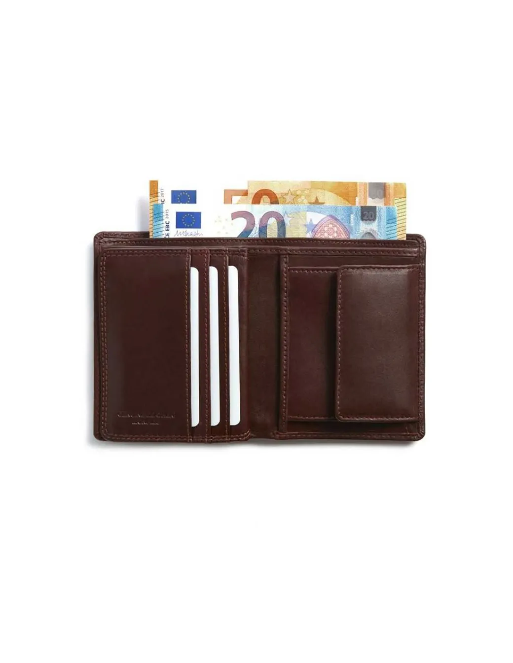 Men'S Leather Wallets^MONPIEL Double Stitching Wallet With Interior Coin Pocket Sky Brown