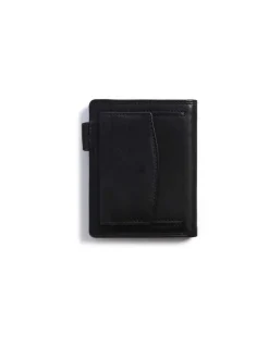 Men'S Leather Wallets^MONPIEL Double Stitching Wallet With Clasp And Back Coin Pocket Sky Black