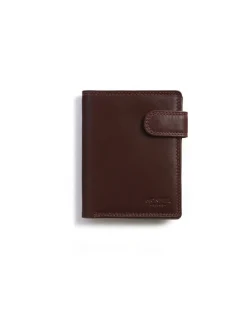 Men'S Leather Wallets^MONPIEL Double Stitching Wallet With Clasp And Back Coin Pocket Sky Brown