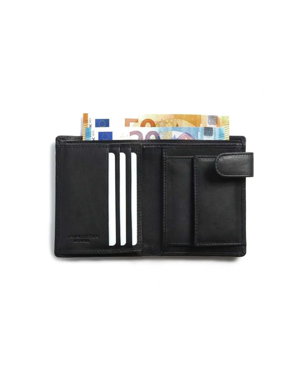 Men'S Leather Wallets^MONPIEL Double-Stitched Wallet With Loop And Coin Pocket Sky Black