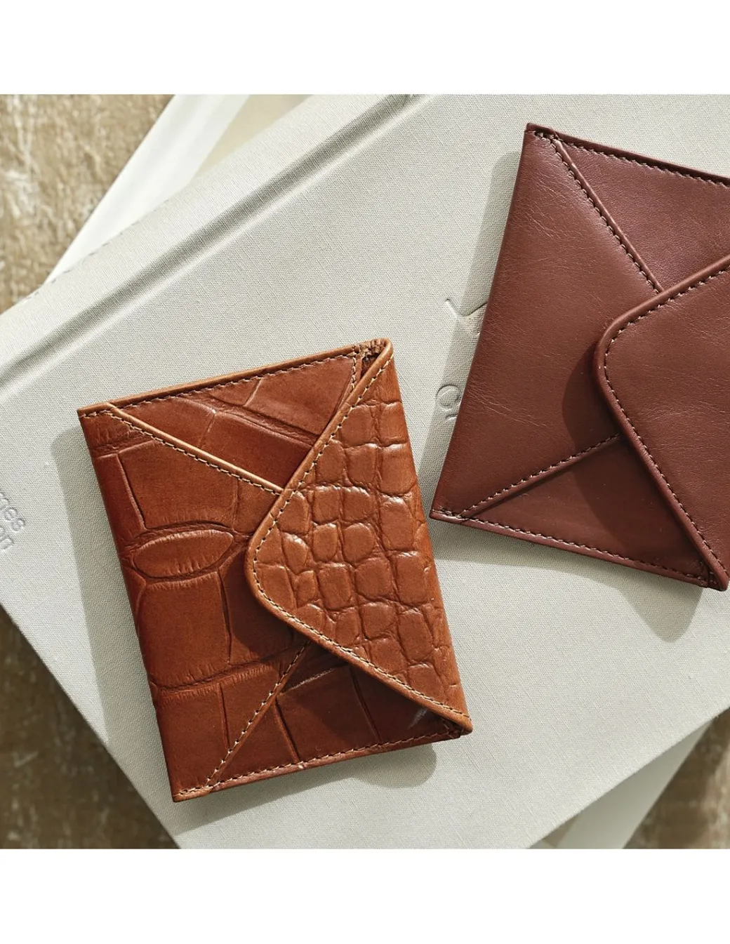 Leather Women Purses^MONPIEL Envelop Leather Card Holder Brown