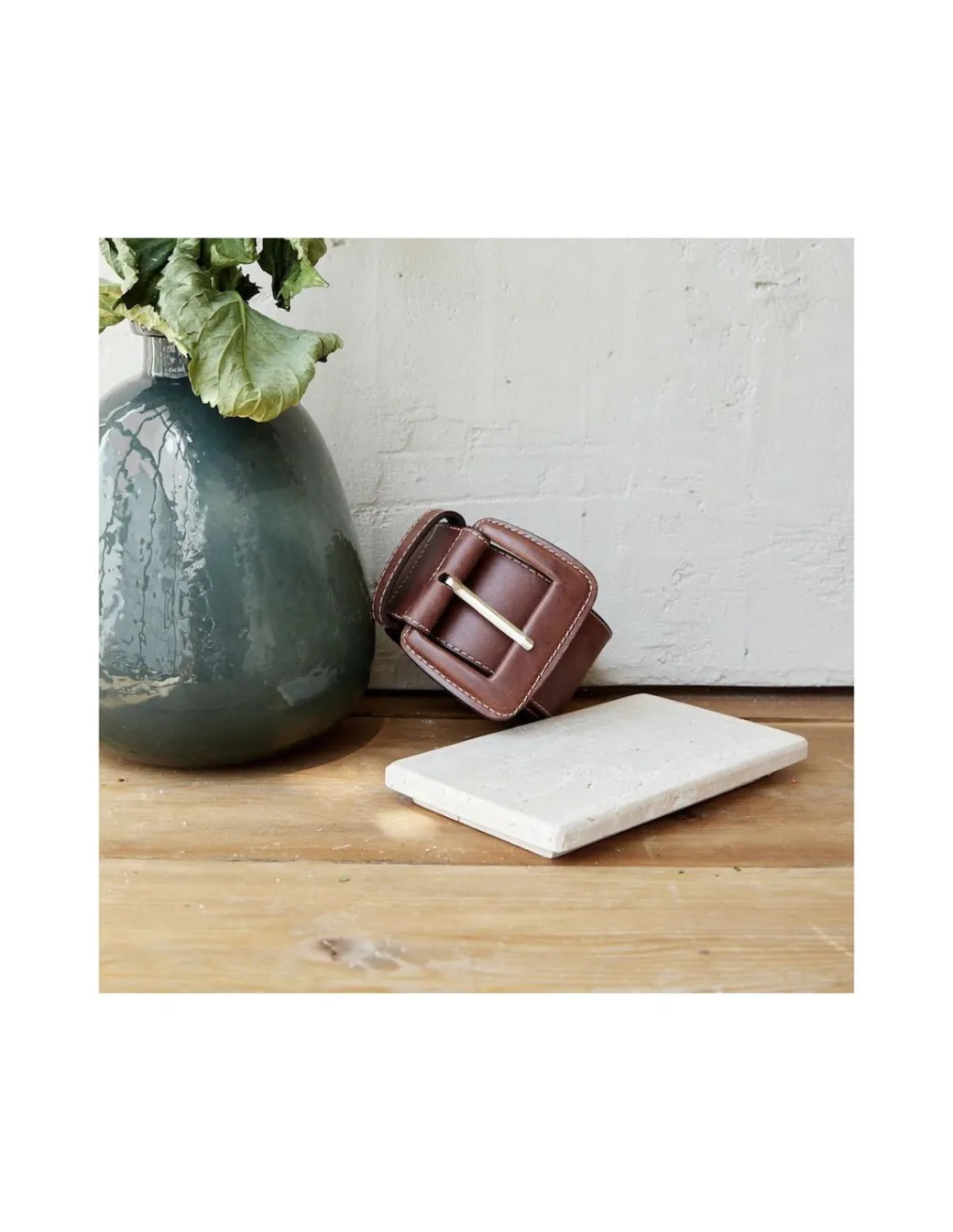 Women'S Leather Belts^MONPIEL Extra Wide Belt With Covered Buckle Brown