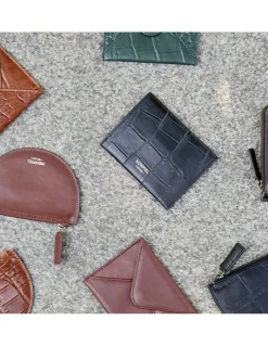 Leather Women Purses^MONPIEL Half Moon Leather Wallet Black