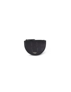 Leather Women Purses^MONPIEL Half Moon Leather Wallet Black