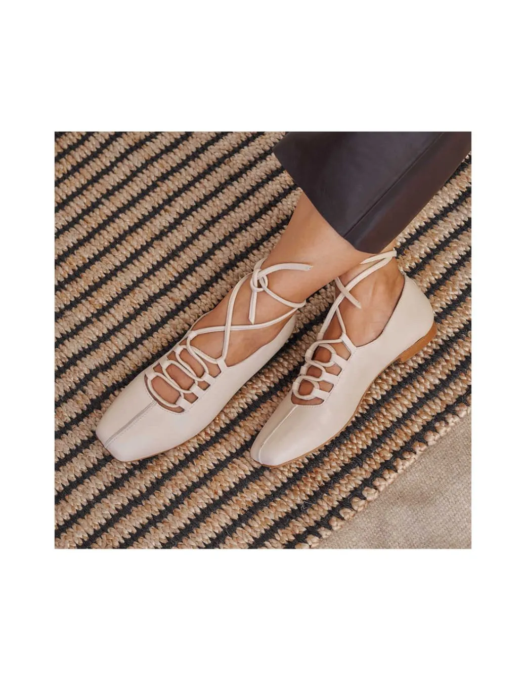 Ballet Flats Woman^MONPIEL Lace-Up Ballerina Camille Beige