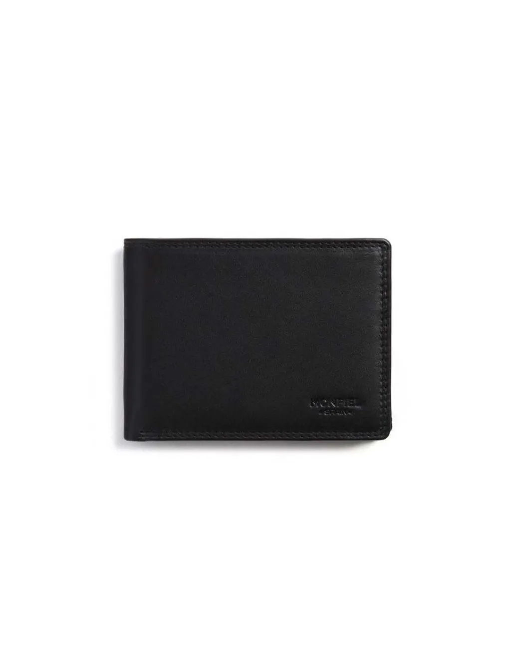 Men'S Leather Wallets^MONPIEL Large American Double Stitched Wallet With Coin Pocket Sky Black