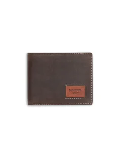 Men'S Leather Wallets^MONPIEL Large American Wallet Patch With Logo Brown