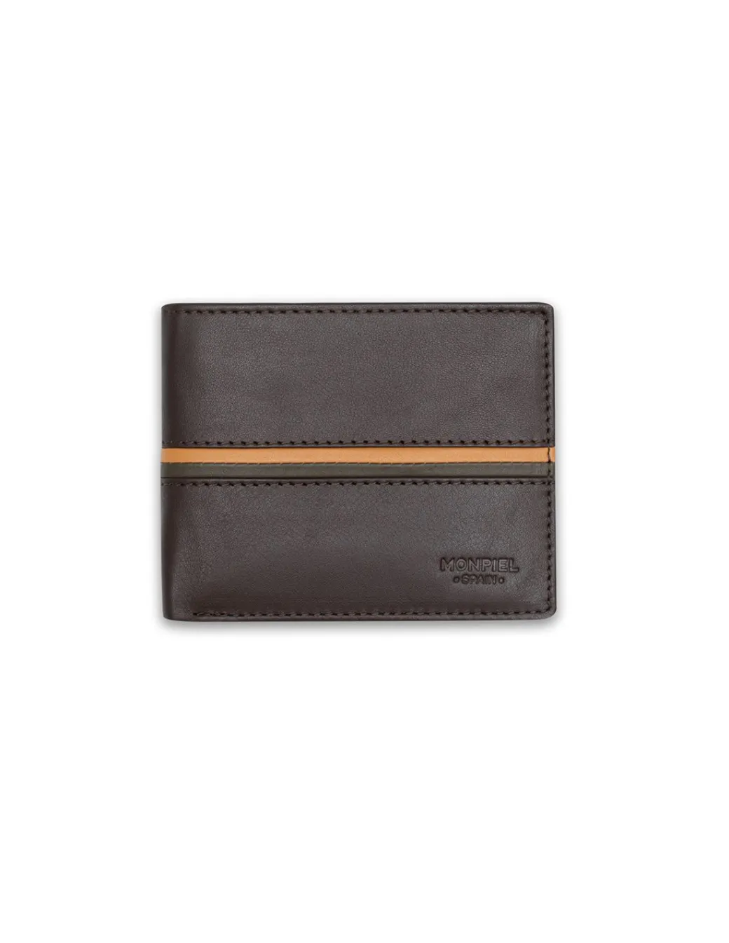 Men'S Leather Wallets^MONPIEL Large American Wallet With Color Stripes Brown