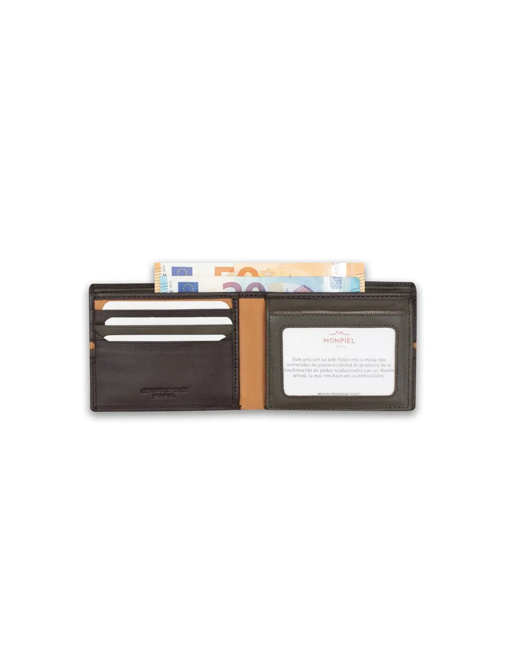 Men'S Leather Wallets^MONPIEL Large American Wallet With Color Stripes Brown
