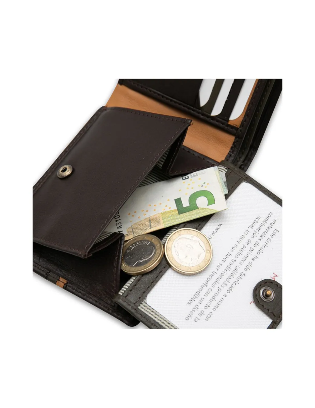 Men'S Leather Wallets^MONPIEL Large American Wallet With Color Stripes Brown