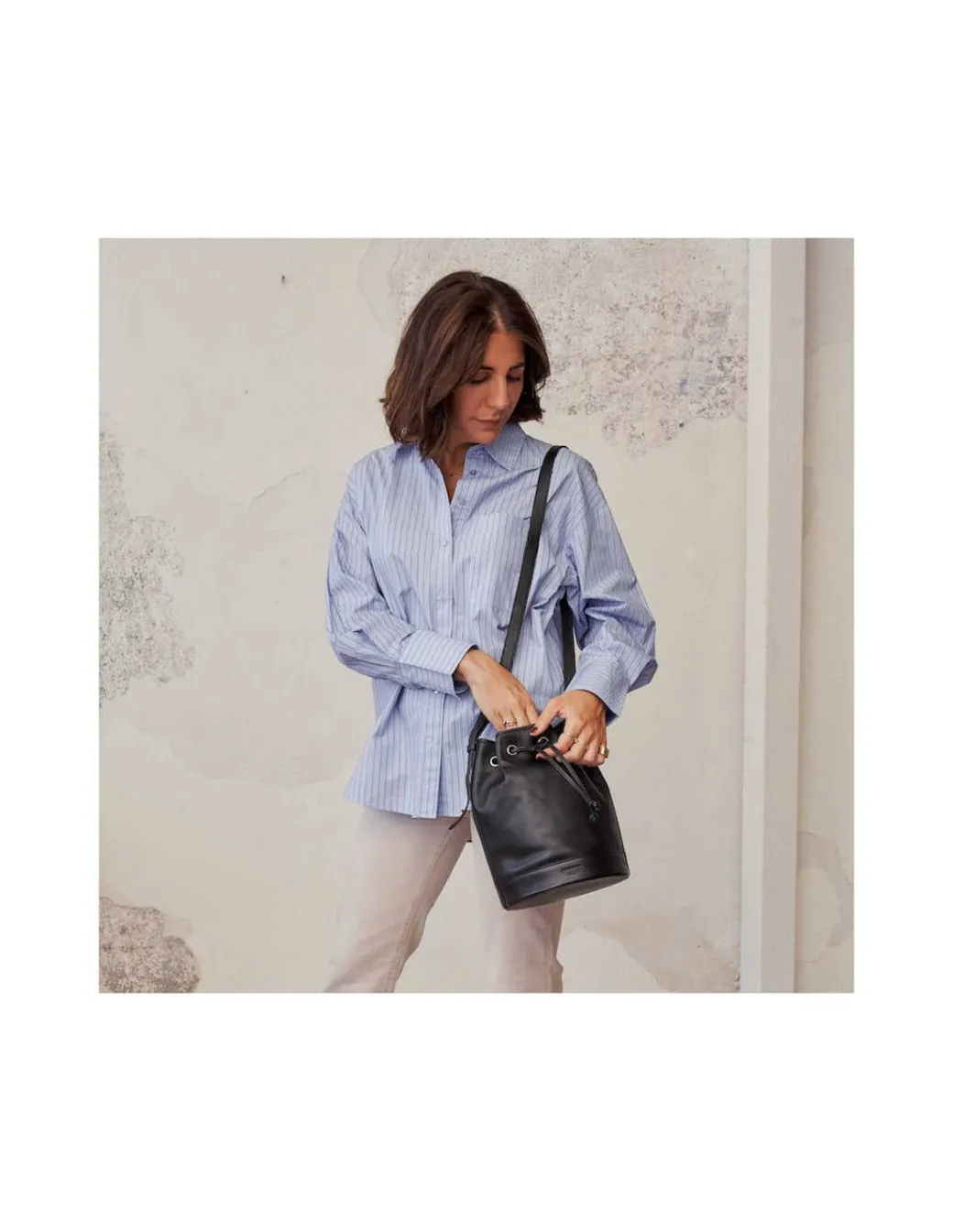 Women'S Leather Bag^MONPIEL Large Bucket Bag Black