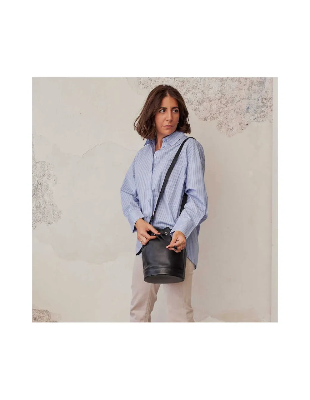 Women'S Leather Bag^MONPIEL Large Bucket Bag Black