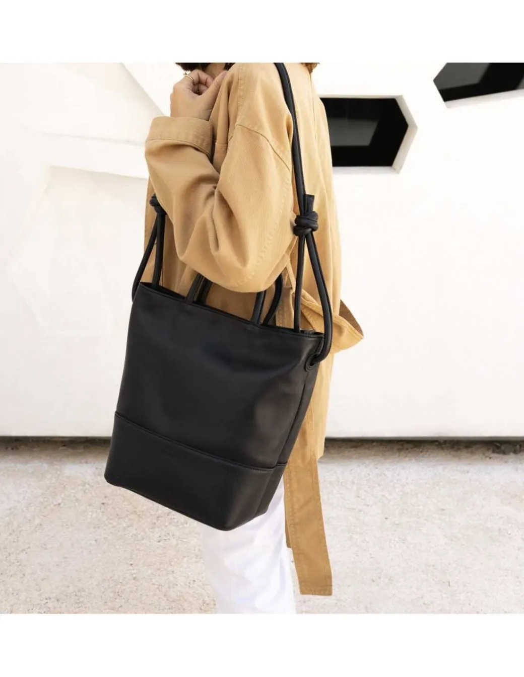 Women'S Leather Bag^MONPIEL Large Hobo Bag Knots Black