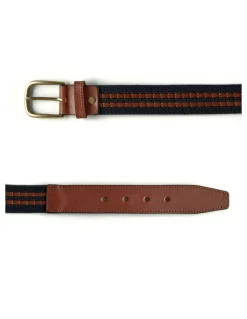 Men'S Leather Belts^MONPIEL Leather & Canvas Belt Navy