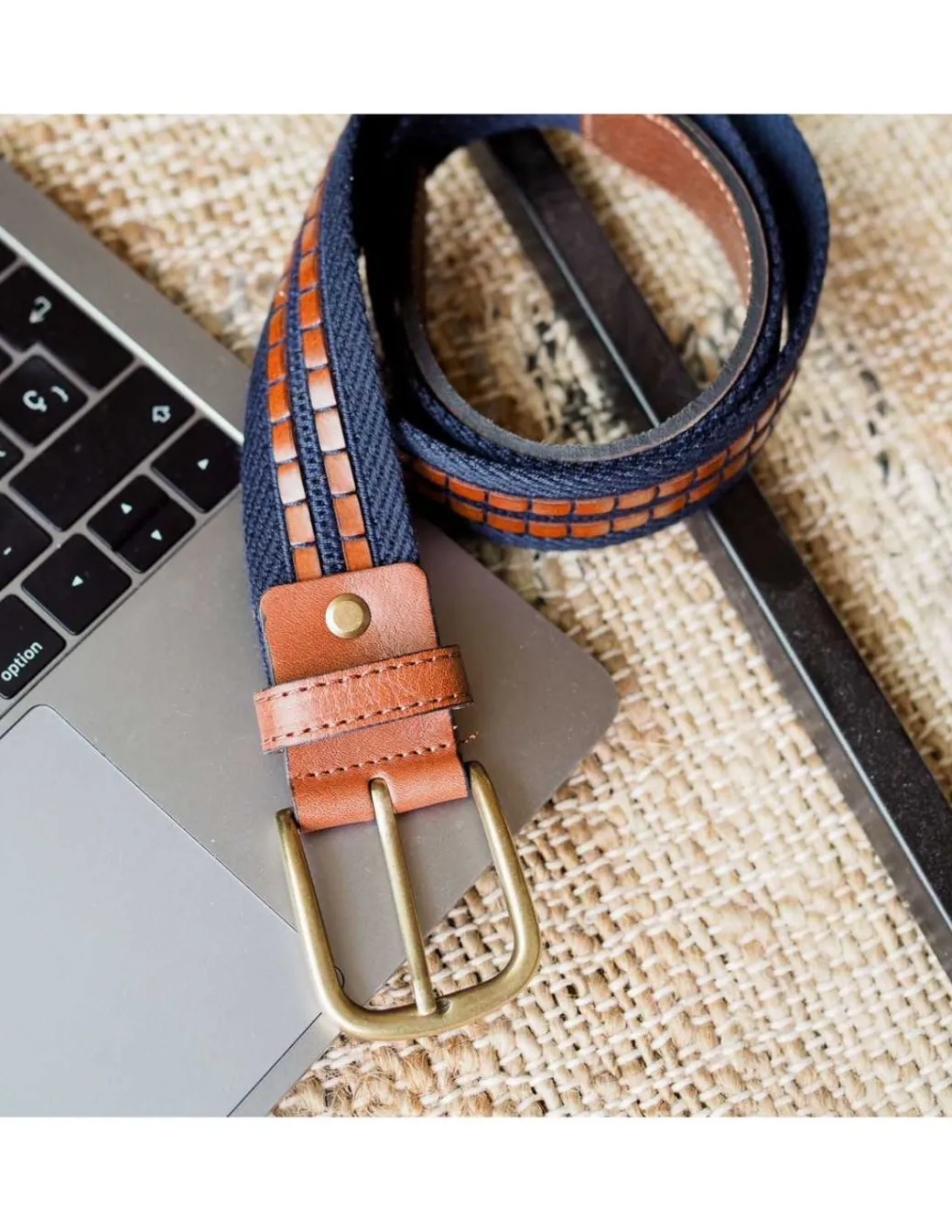 Men'S Leather Belts^MONPIEL Leather & Canvas Belt Navy