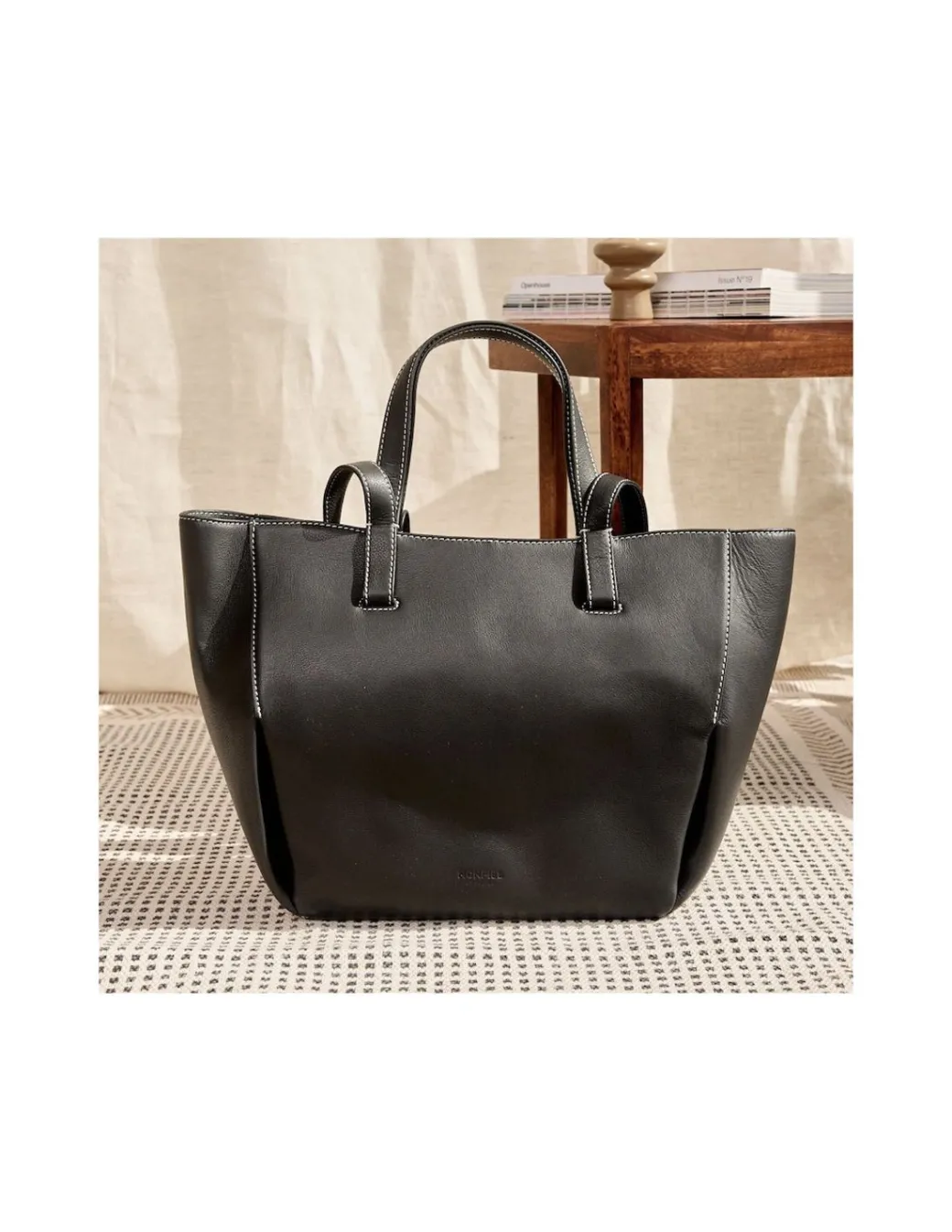 Women'S Leather Bag^MONPIEL Leather Basket Bag Black