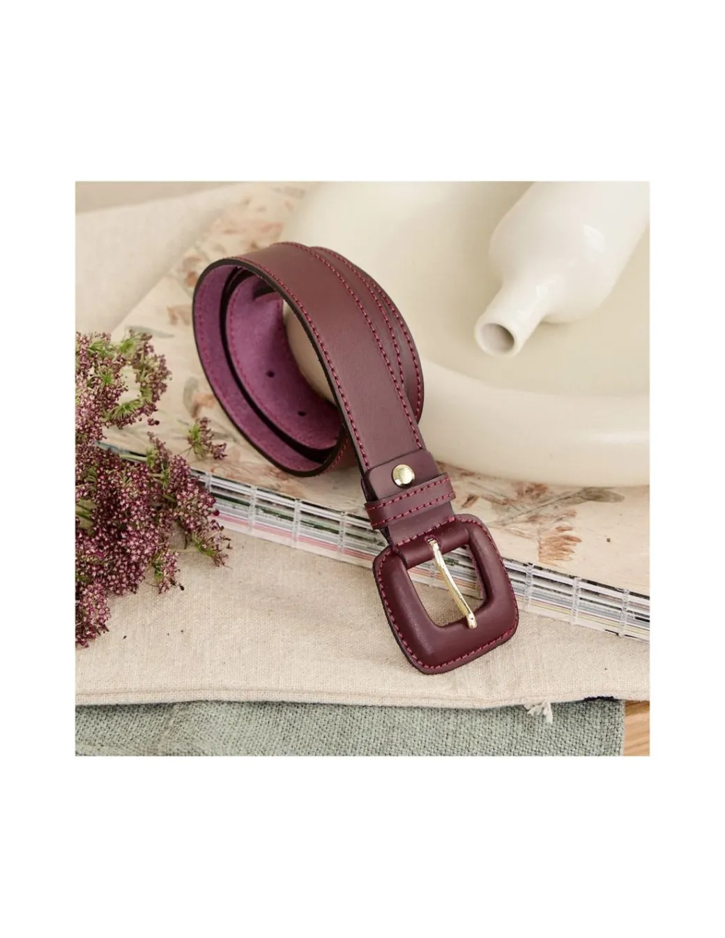 Women'S Leather Belts^MONPIEL Leather Belt Woman With Buckle Leather Burgundy