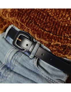 Women'S Leather Belts^MONPIEL Leather Belt Woman With Buckle Leather Navy