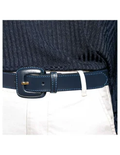 Women'S Leather Belts^MONPIEL Leather Belt Woman With Buckle Leather Navy