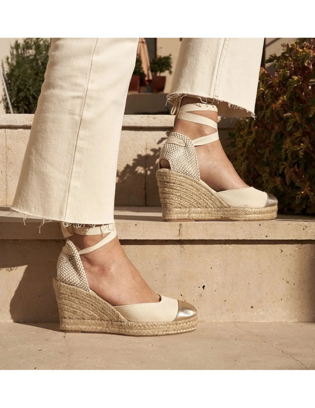 Espadrille^MONPIEL Leather Wedge Espadrille With Creta Toe Cap